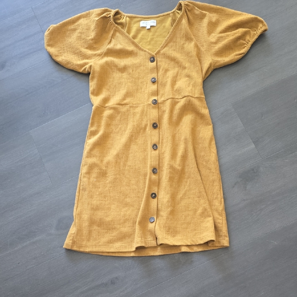 Madewell Mustard Button-Down Midi Dress